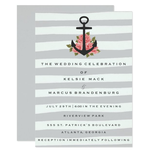 Wedding Invitation | Gray Romantic Nautical