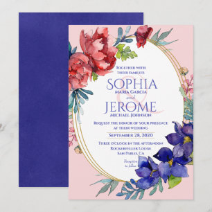 Wedding Invitation Happiness Floral Watercolor