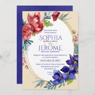 Wedding Invitation Happiness Floral Watercolor