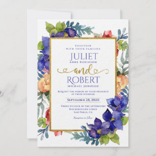 Wedding Invitation   Happiness Watercolor Floral