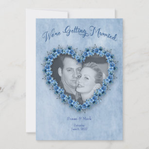 Wedding Invitation Heart of Blue Rose Photo Insert
