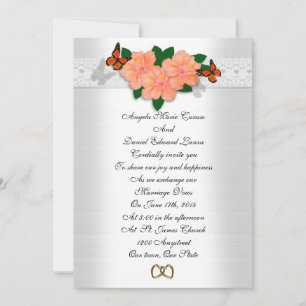 Wedding invitation hibiscus and butterflies