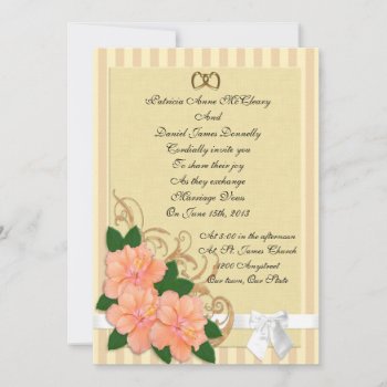 Wedding Invitation Hibiscus Flowers Peach by Irisangel at Zazzle