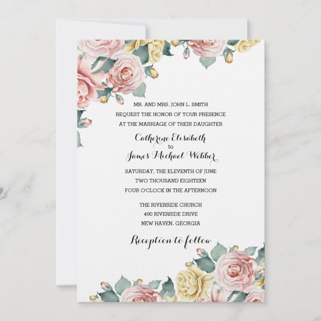 Wedding Invitation Hosted by Bride's Parents (Front)