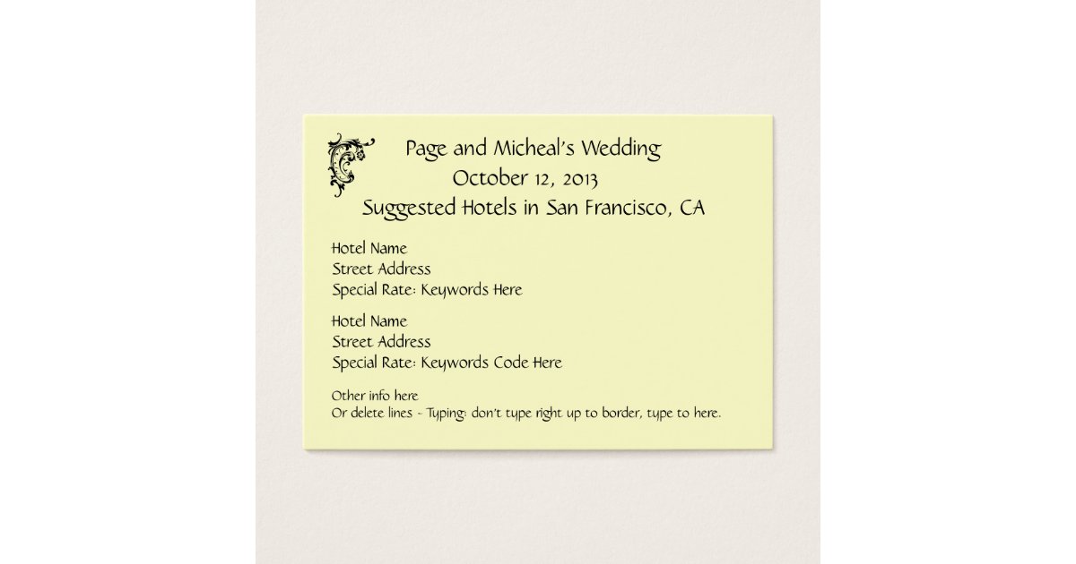reservation card templates