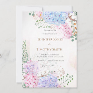 Wedding invitation hydrangae flowers