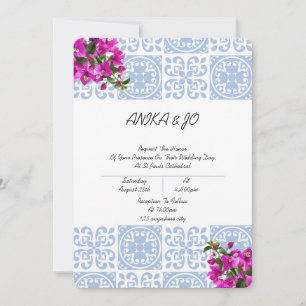 wedding invitation in blue romantic italian style