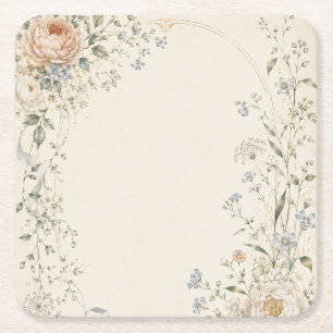 Wedding Invitation in Elegant French Country Style Square Paper Coaster