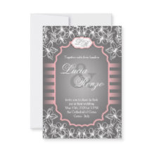 Wedding Invitation in elegant gray and pink