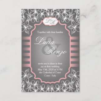 Wedding Invitation in elegant gray and pink