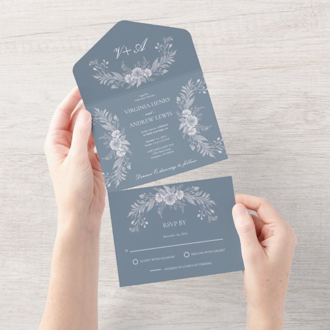 Wedding invitation in French elegant style in whit (Tearaway)