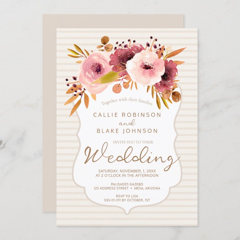 Wedding Invitation in Modern Boho Blush Flora