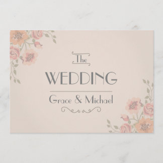 Wedding Invitation in Postcard Style Flowers