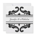 Wedding Invitation in Stylish Black & White Damask invitation