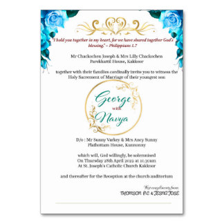 Wedding Invitation - Indian Floral Design Table Number