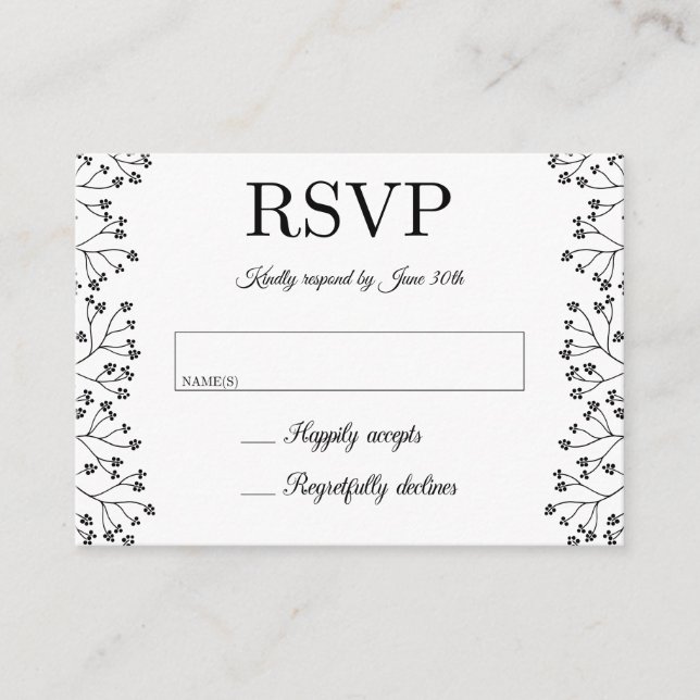 Wedding Invitation Insert Enclosure Cards RSVP (Front)
