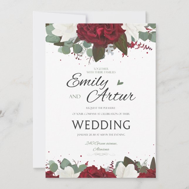 Wedding invitation, invite, save the date card (Front)