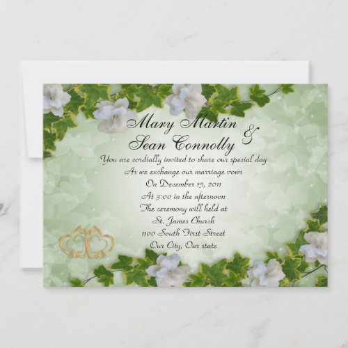 Wedding Invitation ivy border with gardenias