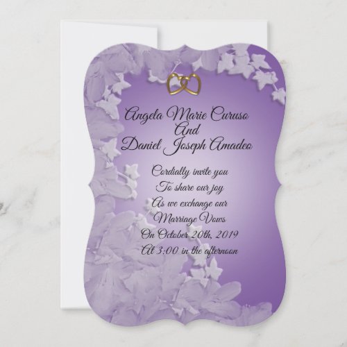 Wedding invitation Lavender with Ivy custo m colo Invitation