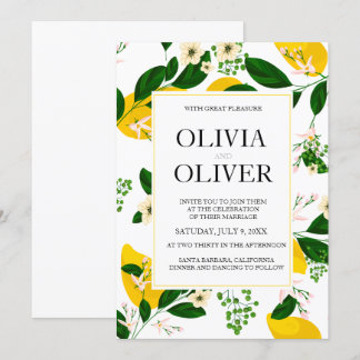 Wedding invitation Lemon yellow wedding invitation