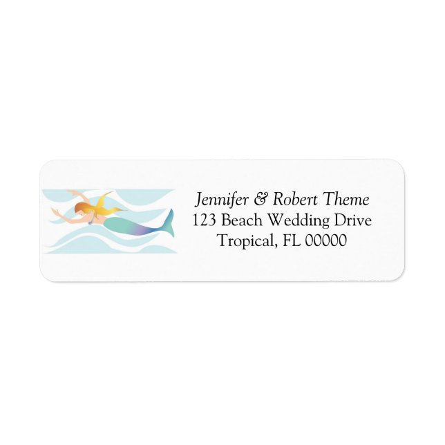 Wedding Invitation Mail Label Beach Theme (Front)