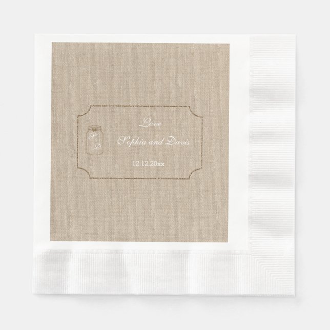 Wedding Invitation | Mason Jar Linen Canvas Napkins (Front)