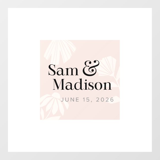 Wedding Invitation – Minimalist Beige Floral Desig Wall Decal (Front)