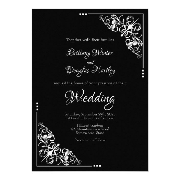 Wedding Invitation Modern Black and White | Zazzle.com