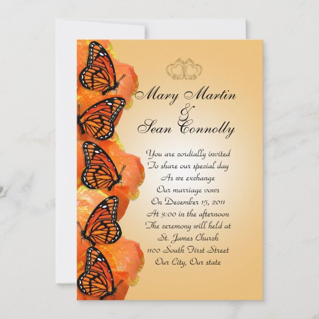 Wedding Invitation Monarch Butterflies (Front)