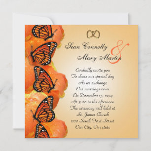 Wedding Invitation Monarch Butterflies square