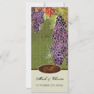 Wedding Invitation Monogram Autumn Grape Leaf