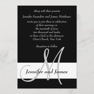 Wedding Invitation Monogram Black and White