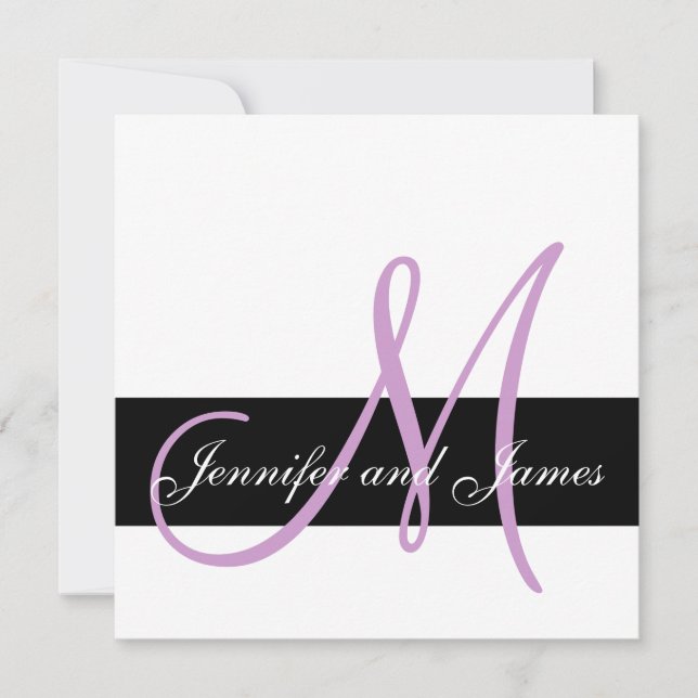 Wedding Invitation Monogram Names Lilac Purple (Front)