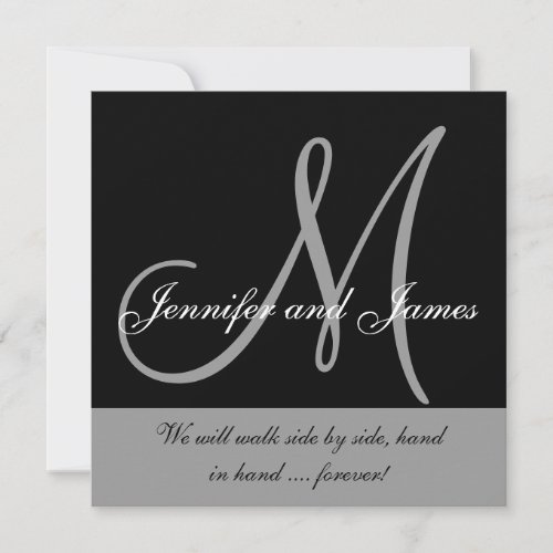 Wedding Invitation Monogram Saying Black White