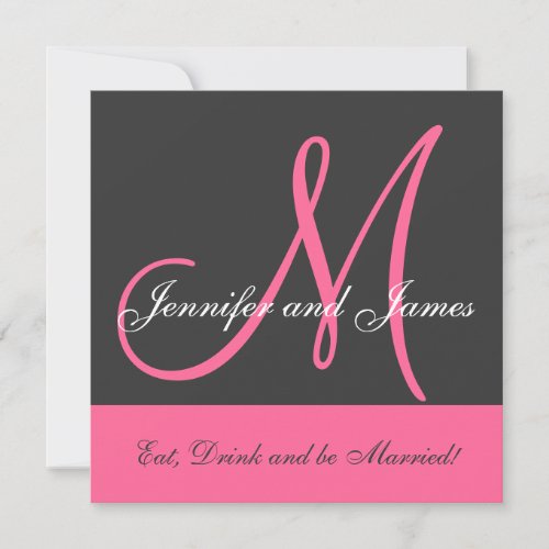 Wedding Invitation Monogram Saying Name Pink Grey