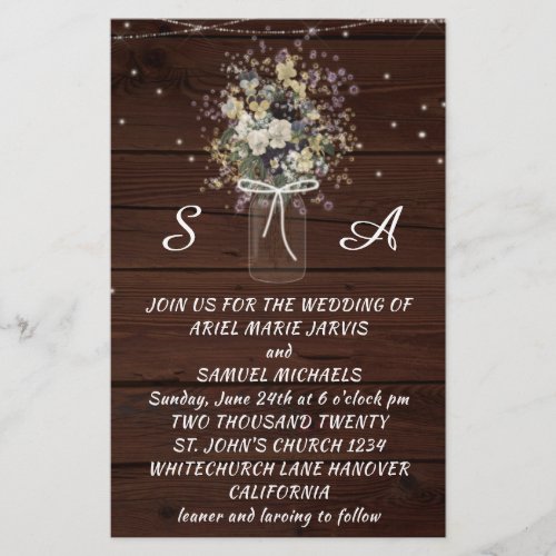 Wedding invitation  Monogram wood Stationery