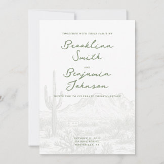 Wedding Invitation Mountain Desert Scene