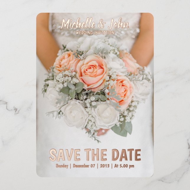 wedding invitation movie cover elegant foil invitation (Front)