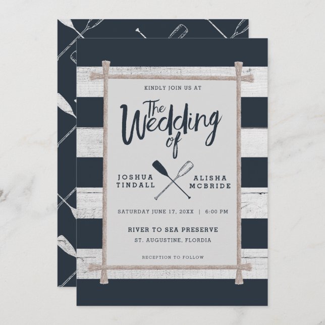 WEDDING INVITATION | Nautical Rustic Oars (Front/Back)