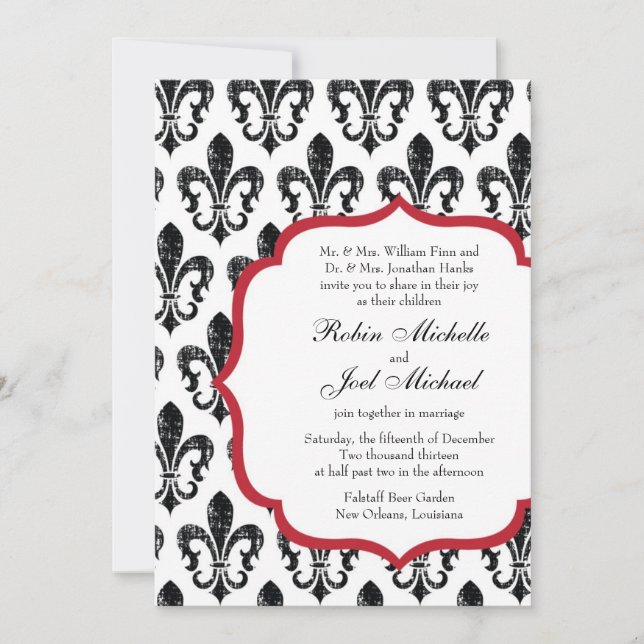 Wedding Invitation | New Orleans | Red (Front)