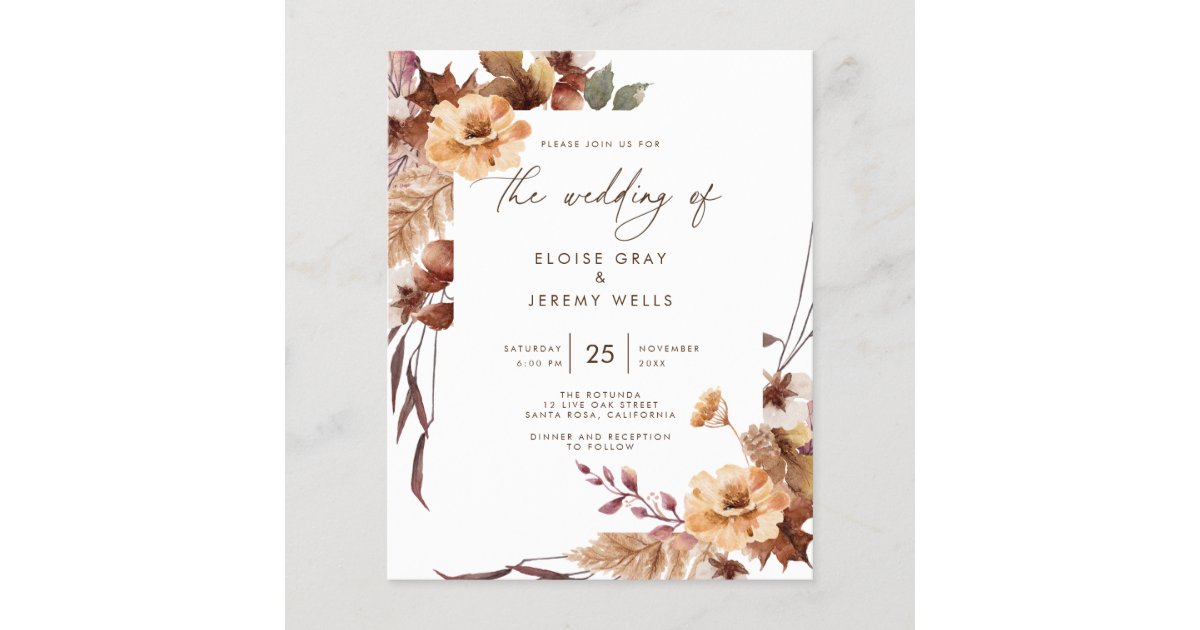 Wedding Invitation November Zazzle