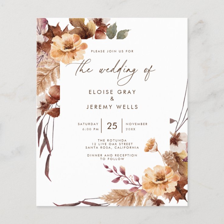 Wedding Invitation November Zazzle