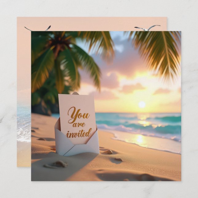 Wedding Invitation On a Tropical Beach (Front/Back)