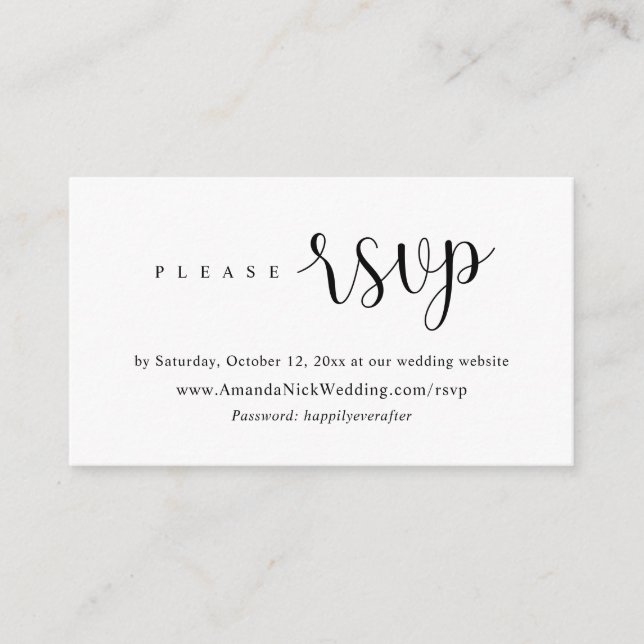 Wedding Invitation Online RSVP, Modern Script Card (Front)