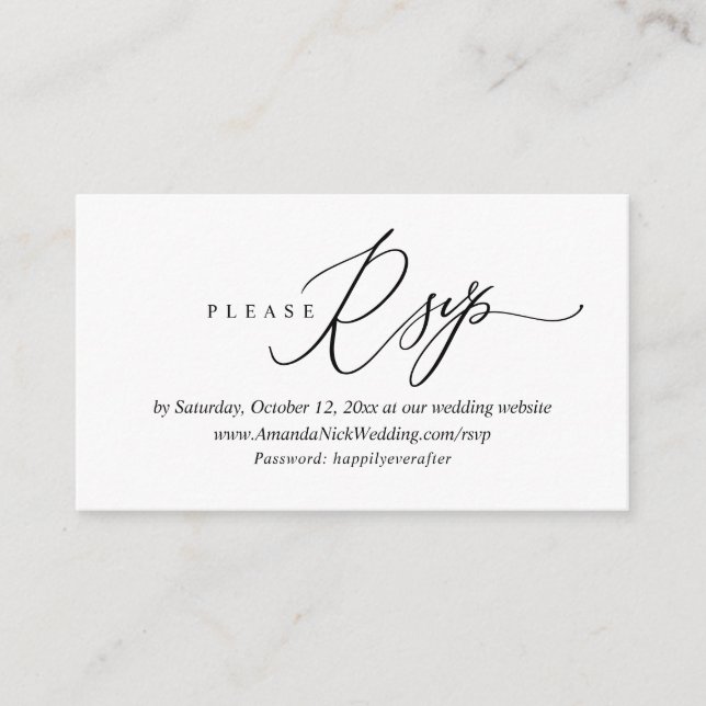 Wedding Invitation Online RSVP, Modern Script Card (Front)