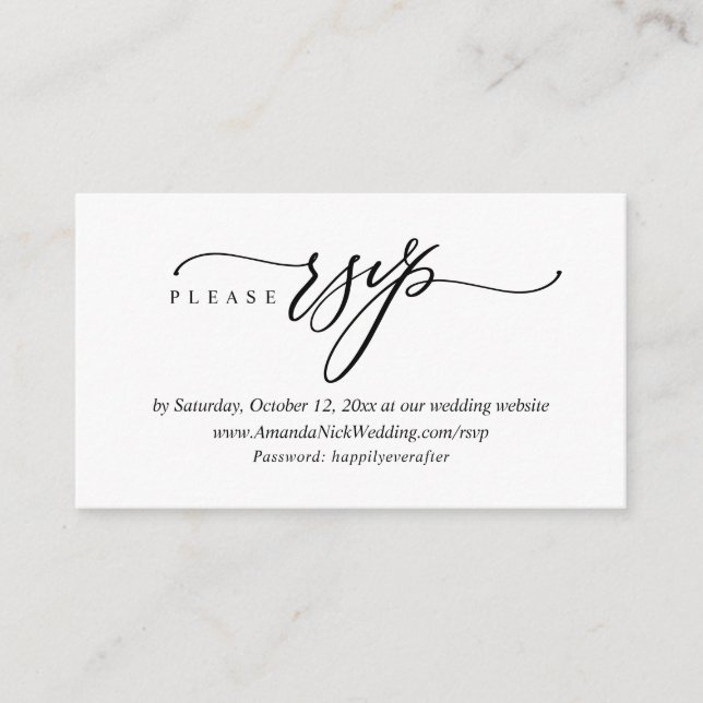 Wedding Invitation Online RSVP, Modern Script Card (Front)