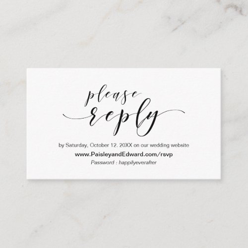 Wedding invitation online RSVP website Enclosure Card
