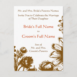 Wedding Invitation -Orange Vintage Flowers