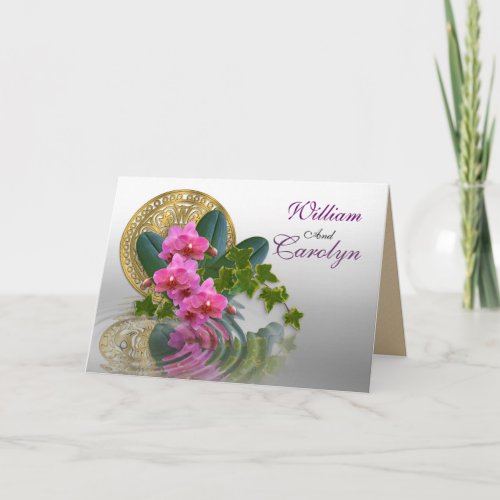 Wedding invitation Orchid art reflection