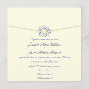 Wedding Invitation Pearl and Diamond Broach